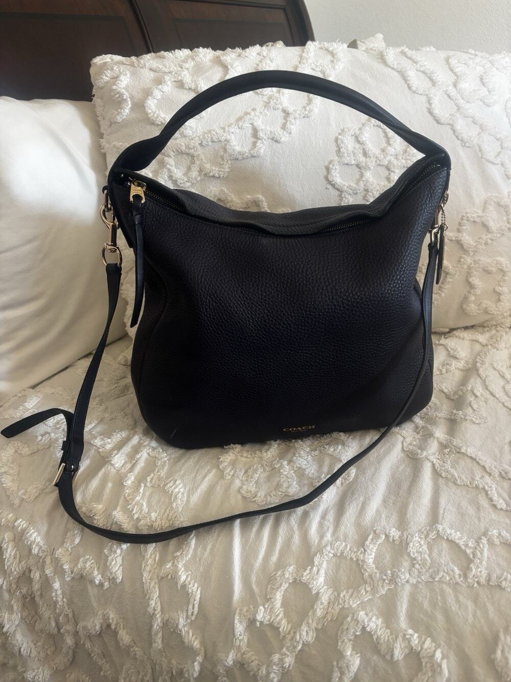 Coach Bleeker Sullivan Pebbled Leather Hobo Crossbody with gold hardware